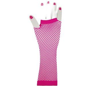 Hot Pink Fingerless Fishnet Gloves